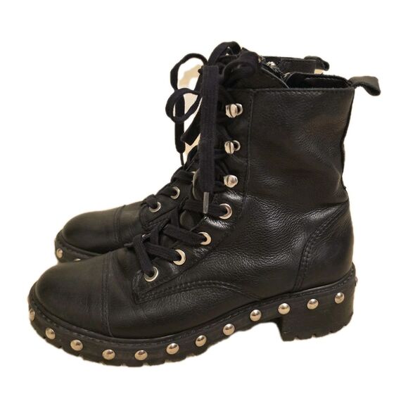 SCHUTZ Shoes - Schutz Andrea Studded Super Soft Leather Combat Boots, Womens Size 7.5 B